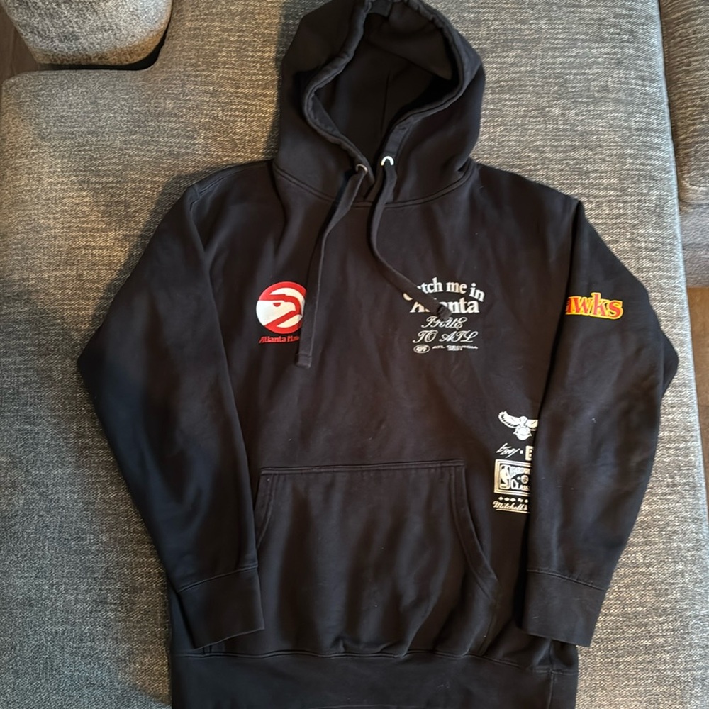 Mitchell & Ness Black Hoodie with White and Red Accents